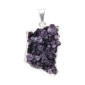Ciondolo piccolo con drusa di ametista in bagno d'argento