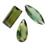 Faceted Green Tourmaline cabochons (3 pcs)