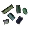 Cabochons de tourmaline verte et bleue facettés (6 pièces)