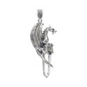 Ciondolo Drago Ali in Punta di Quarzo in Argento Sterling 925