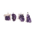 Large Amethyst Druse Pendant in Silver Plating