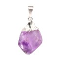 Silver Plated Rough Amethyst Point Pendant