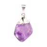 Silver Plated Rough Amethyst Point Pendant