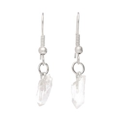 Silver Plated Quartz Point Earrings