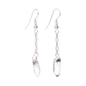 Earrings Quartz Point Silver Plated Chain