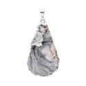 Silver Plated Crystallized Chalcedony Drop Pendant in Rough Crystals