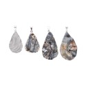 Silver Plated Crystallized Chalcedony Drop Pendant in Rough Crystals