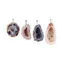 Pendentif Geodin en Agate plaqué argent