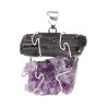 Tourmaline Pendant with Amethyst Druse in Silver Bath