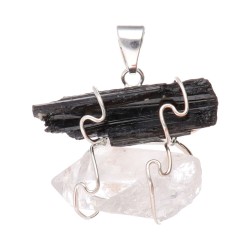 Collana in Tormalina con Drusa di Quarzo in Bagno d'Argento