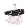 Tourmaline Pendant with Quartz Druse in Silver Plating