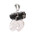 Tourmaline Pendant with Quartz Druse in Silver Plating