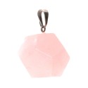 Pendente Dodecaedro in Quarzo Rosa con Bagno d'Argento