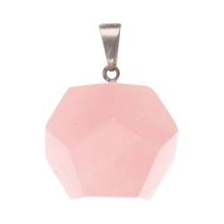 Pendente Dodecaedro in Quarzo Rosa con Bagno d'Argento