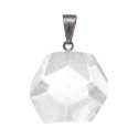 Dodecahedron Transparent Quartz Pendant in Silver Plating