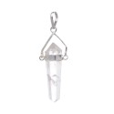Pendentif de Quartz Blanc Bi-Terminé en Plaqué Argent