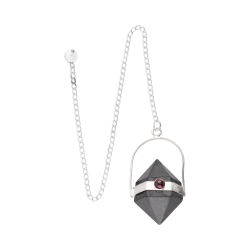 Pendolo Biterminato di Shungite con Granato