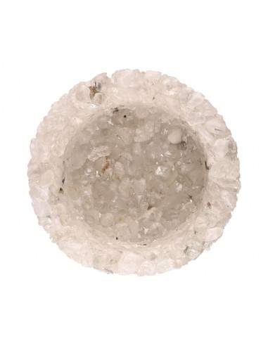 Castiçais com pequenas lascas de quartzo