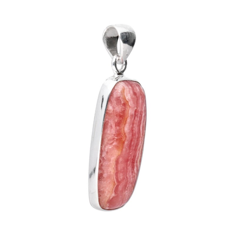 Ciondolo Rettangolare di Rodocrosite Casuale in Argento Sterling 925
