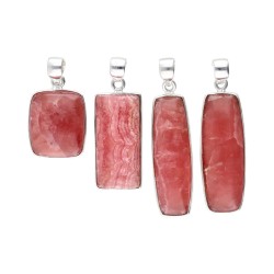 Pendentif Rhodochrosite Rectangle aléatoire en argent 925