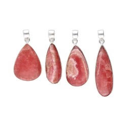 Random Rhodochrosite Drop Pendant in Sterling Silver 925