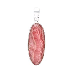 Pendente Ovale di Rodocrosite Casuale in Argento Sterling 925