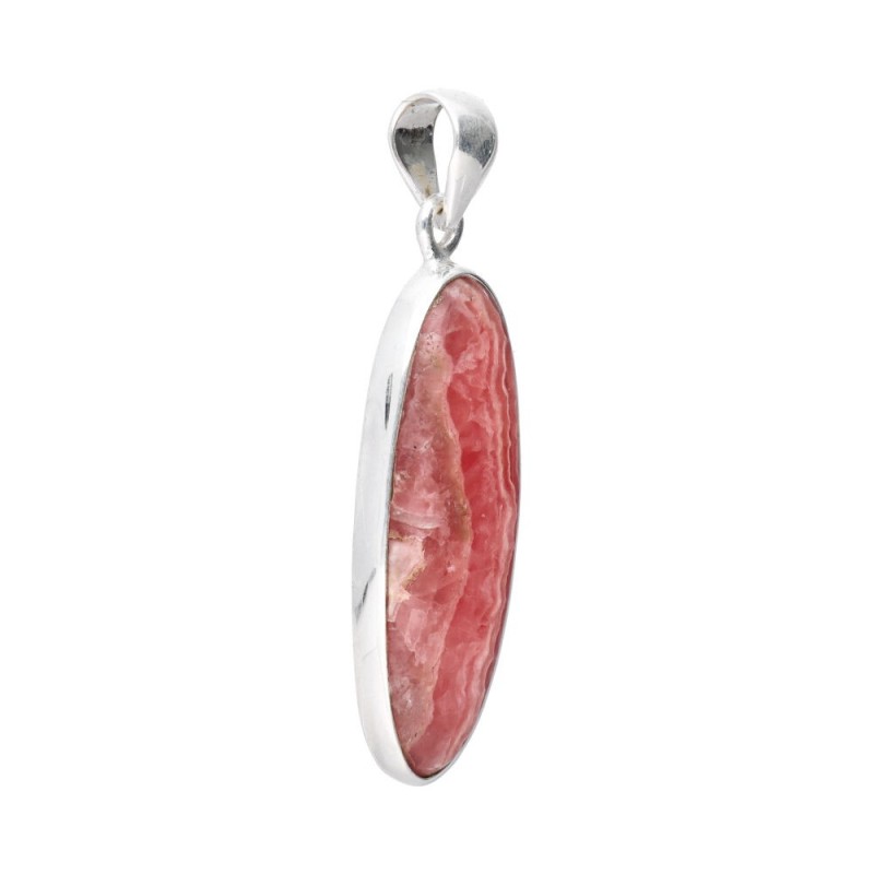 Pendente Ovale di Rodocrosite Casuale in Argento Sterling 925