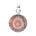 Flat Rhodochrosite Pendant in 925 Sterling Silver