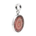 Flat Rhodochrosite Pendant in 925 Sterling Silver