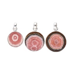 Pendente Piatto in Rodocrosite in Argento Sterling 925
