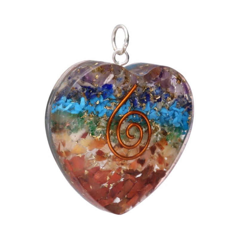 Ciondolo Cuore in Resina con Chakra