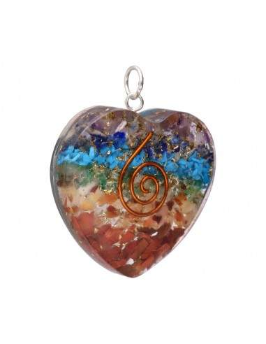 Pendentif en résine avec cœur et chakras