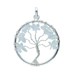 Ciondolo Albero della Vita con Pietra della Luna in Bagno d'Argento