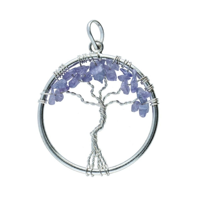 Pendente Albero della Vita con Iolite in Bagno d'Argento