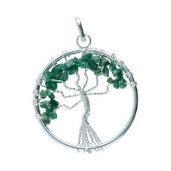 Pendente Albero della Vita con Smeraldo in Bagno d'Argento