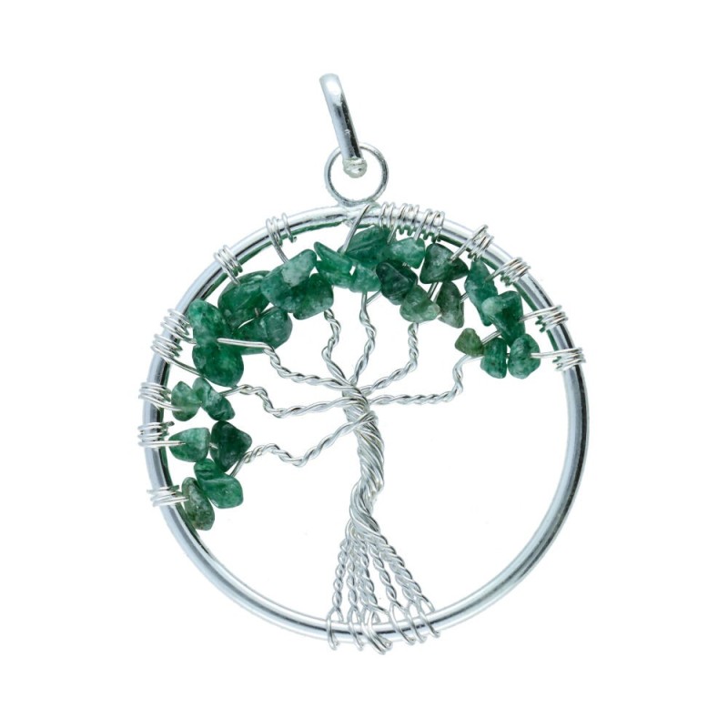 Pendente Albero della Vita con Smeraldo in Bagno d'Argento