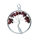Pendentif arbre de vie en grenat plaqué argent