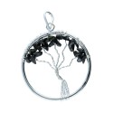 Pingente Árvore da Vida com turmalina preta banhada a prata