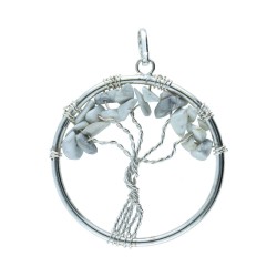 Ciondolo Albero della Vita con Howlite in bagno d'argento