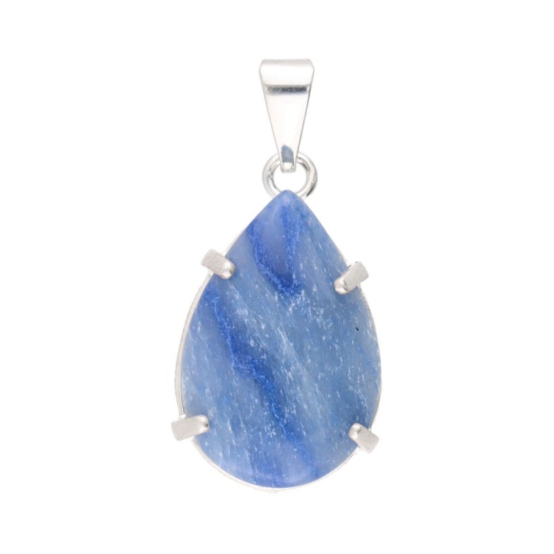 Pendente Quarzo Blu Goccia Piccola in Bagno d'Argento