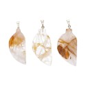 Gold Leaf Quartz Pendant in Silver Plating