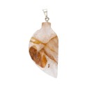 Pendentif feuille de quartz doré plaqué argent