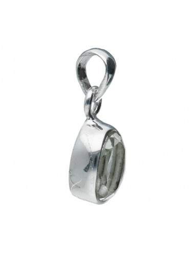 Faceted Green Amethyst Pendant in 925...