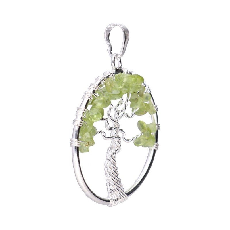 Ciondolo Albero della Vita con Peridoto in Bagno d'Argento