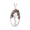 Silver Plated Tree of Life Pendant with Smoky Quartz