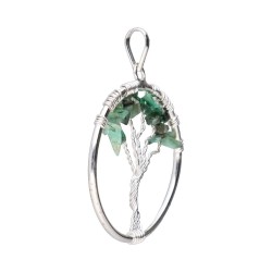 Pendente Albero della Vita con Smeraldo in Bagno d'Argento
