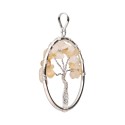 Tree of Life Pendant with Heated Citrine in Silver Plating