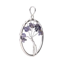 Pendente Albero della Vita con Iolite in Bagno d'Argento