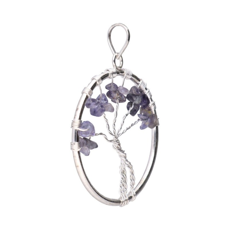 Pendente Albero della Vita con Iolite in Bagno d'Argento