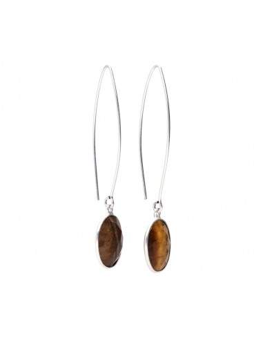 Tiger Eye Oval Earrings in Silver...
